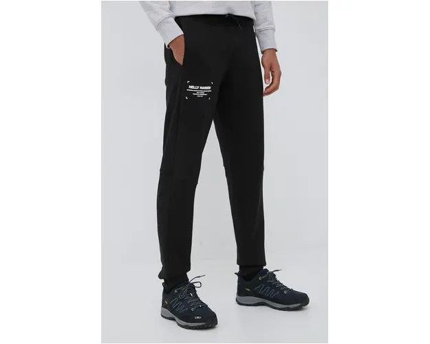Helly Hansen pantaloni de trening barbati, culoarea negru, cu imprimeu