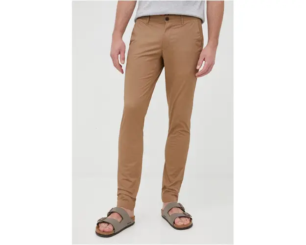 Michael Kors pantaloni barbati, culoarea maro, drept