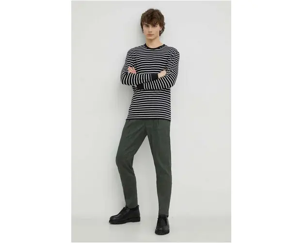 Drykorn pantaloni din in culoarea verde, mulata
