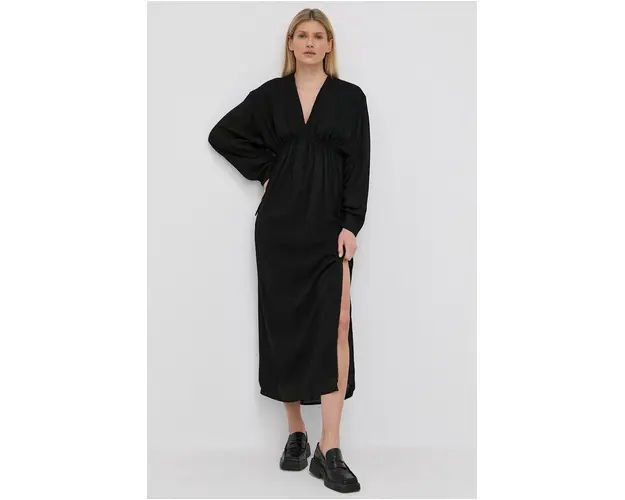 Herskind rochie culoarea negru, maxi, drept