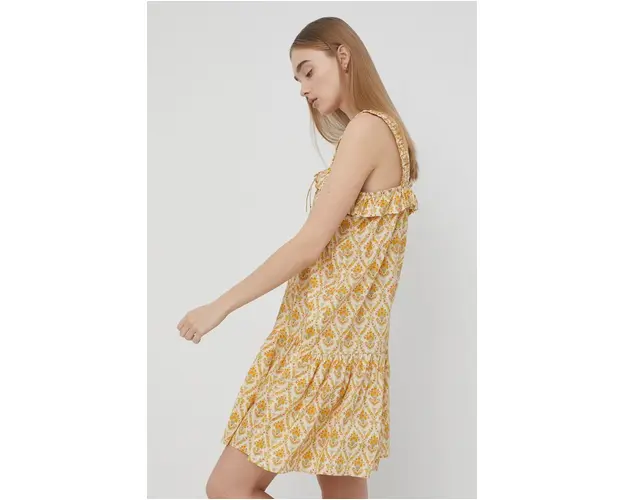 Notes du Nord rochie din bumbac culoarea galben, mini, evazati