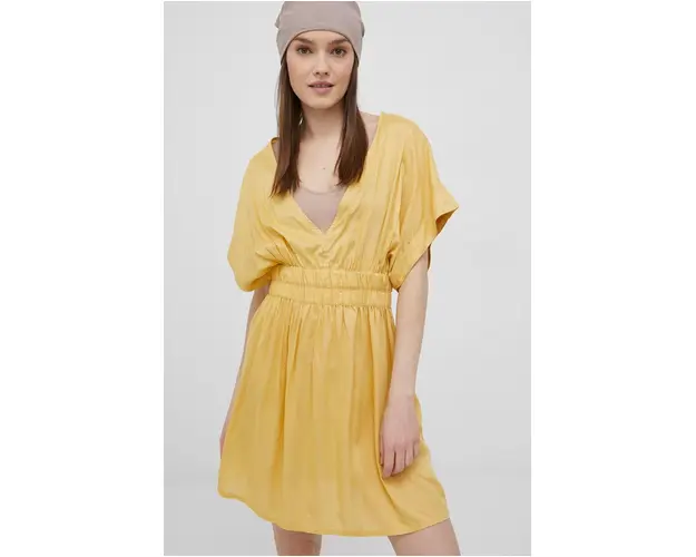 Roxy rochie culoarea galben, mini, evazati