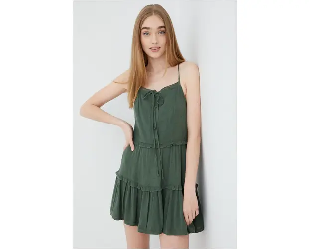 Superdry rochie culoarea verde, mini, evazati