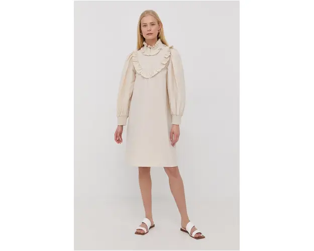 Gestuz rochie culoarea bej, mini, evazati