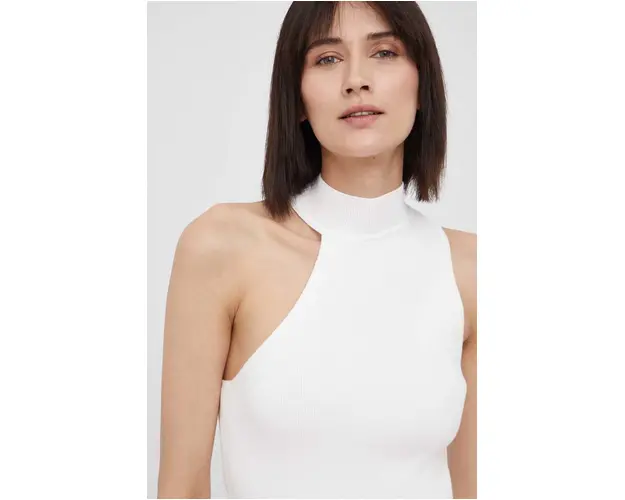 Dkny top femei, culoarea bej, cu turtleneck