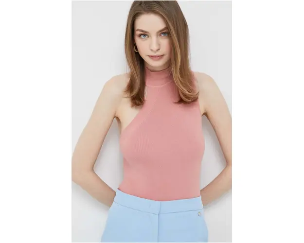 Dkny top femei, culoarea roz, cu turtleneck