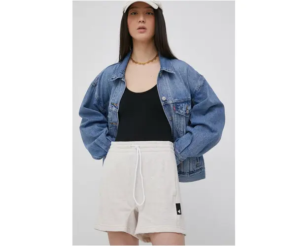 adidas Performance pantaloni scurti HE0439 femei, culoarea roz, melanj, high waist