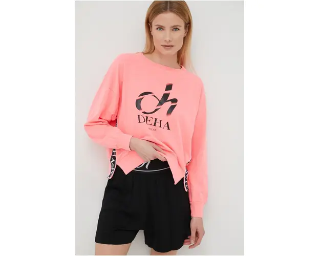 Deha pantaloni scurti femei, culoarea negru, neted, high waist