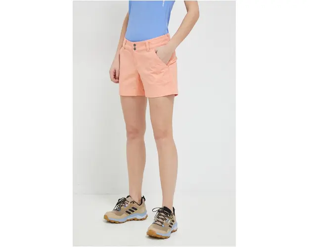 Columbia pantaloni scurti Saturday Trail femei, culoarea portocaliu, uni, medium waist 1533781
