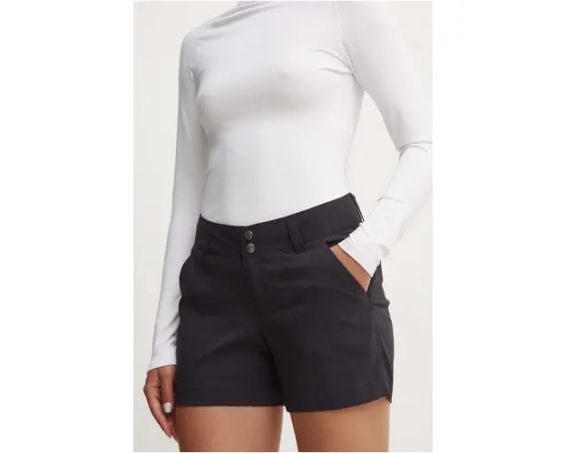 Columbia pantaloni scurti Saturday Trail femei, culoarea bleumarin, uni, medium waist 1533781