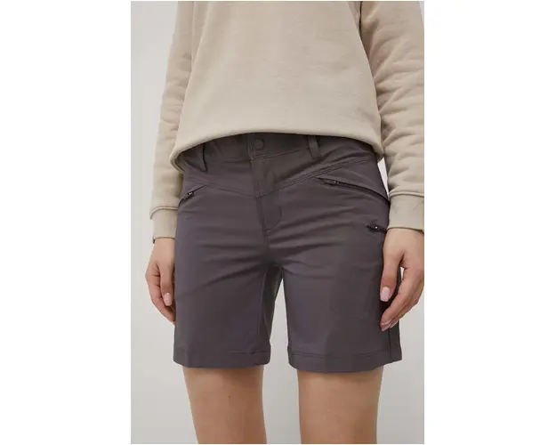 Columbia pantaloni scurti outdoor Peak to Point femei, culoarea gri, neted, medium waist