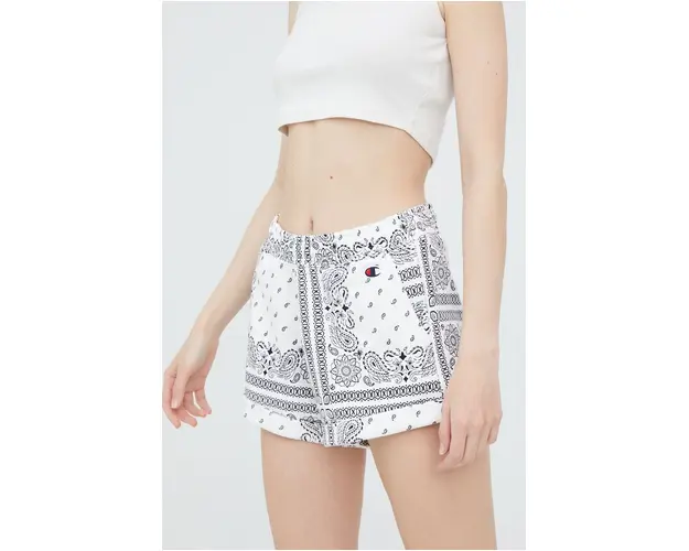 Champion pantaloni scurti 115124 femei, culoarea alb, modelator, high waist