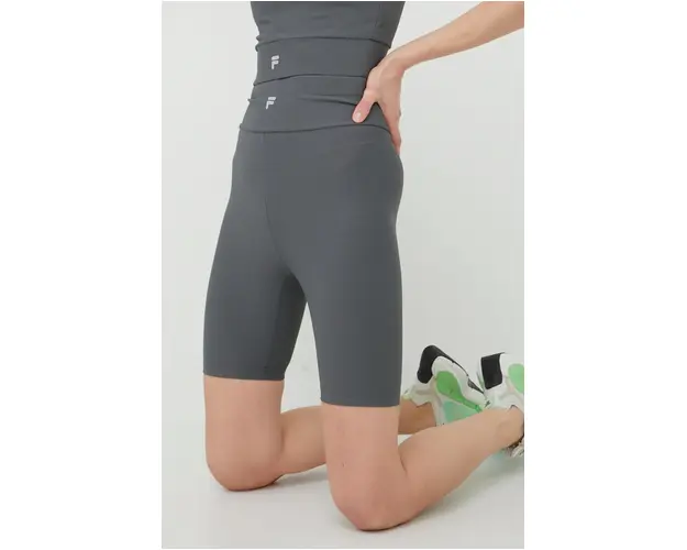 Fila pantaloni scurti de antrenament Cassino femei, culoarea gri, neted, high waist