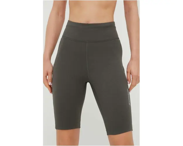 Houdini pantaloni scurti sport Adventure femei, culoarea verde, neted, high waist