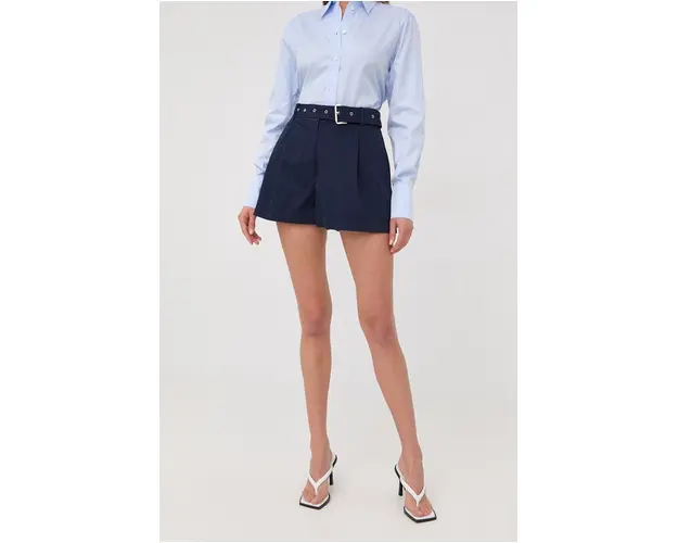 MICHAEL Michael Kors pantaloni scurti femei, culoarea albastru marin, neted, high waist