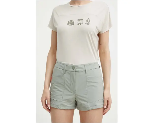 Salewa pantaloni scurti outdoor Puez culoarea gri, neted, medium waist, 00-0000028315