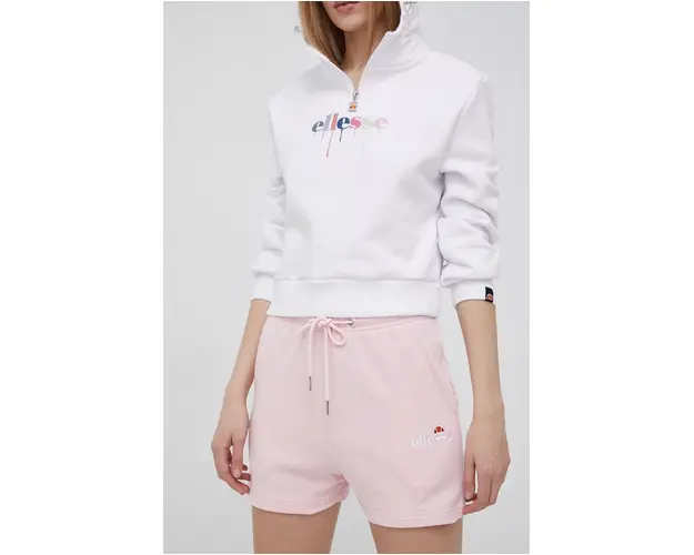 Ellesse pantaloni scurti femei, culoarea roz, cu imprimeu, high waist SGM14190-GREYMA