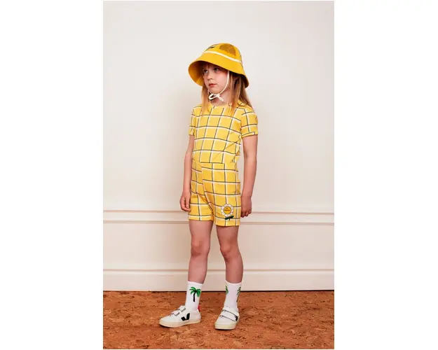 Mini Rodini pantaloni scurti din bumbac pentru copii culoarea galben, cu imprimeu