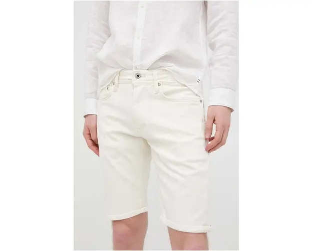 Pepe Jeans pantaloni scurti jeans Stanley Short barbati, culoarea bej