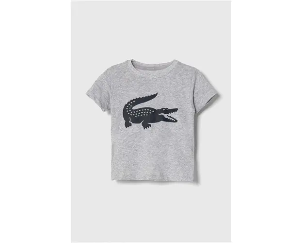 Lacoste tricou copii culoarea gri, cu imprimeu