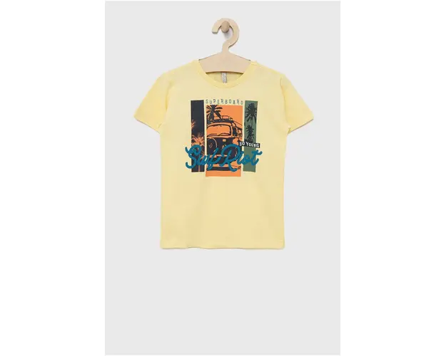 Birba&Trybeyond tricou de bumbac pentru copii culoarea galben, cu imprimeu