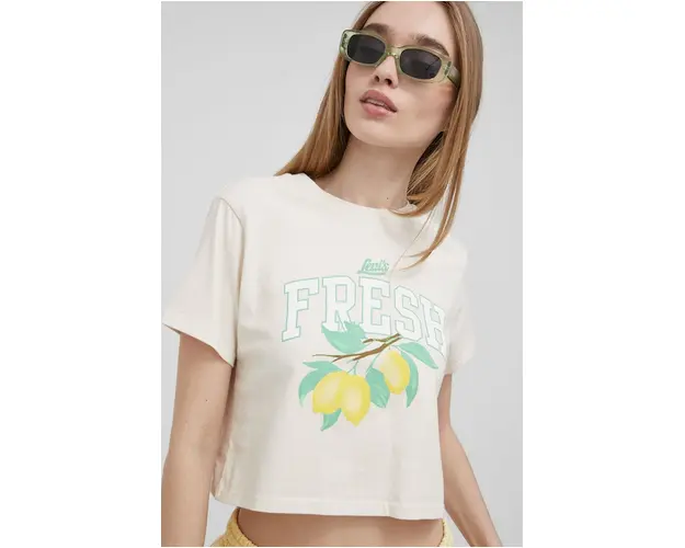 Levi's tricou din bumbac culoarea bej