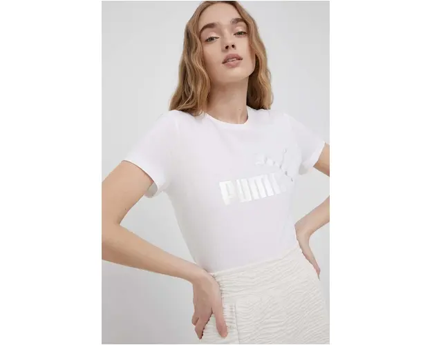 Puma tricou din bumbac 848303 culoarea alb