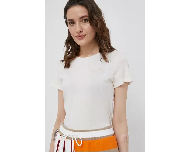 Puma tricou din bumbac 848331 culoarea bej