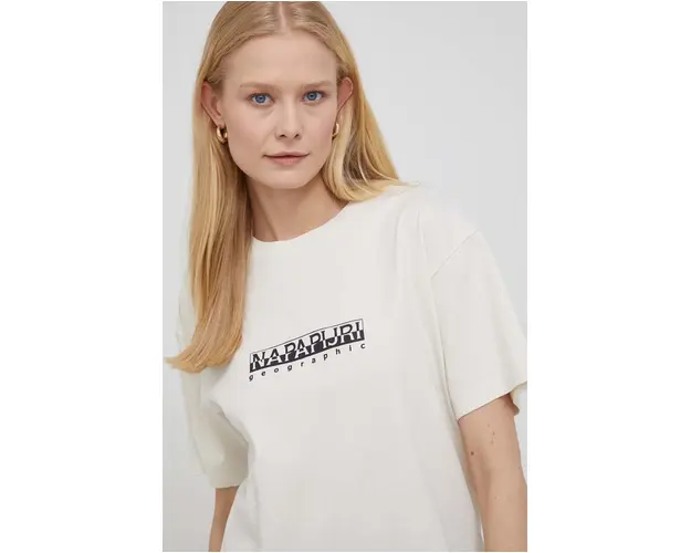 Napapijri tricou din bumbac culoarea bej