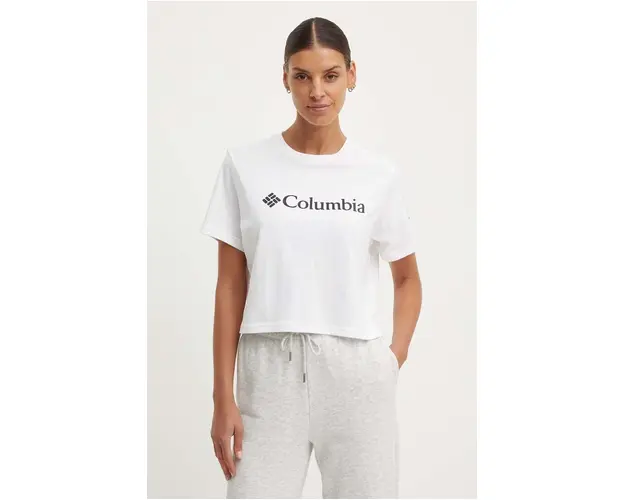 Columbia tricou din bumbac North Cascades femei, culoarea alb 1930051