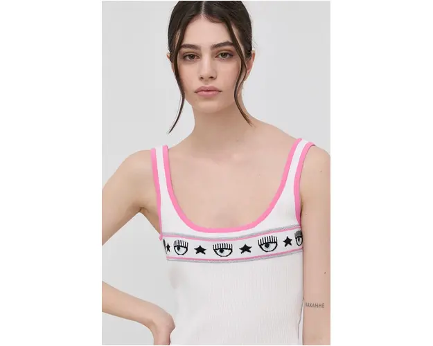Chiara Ferragni top femei, culoarea alb