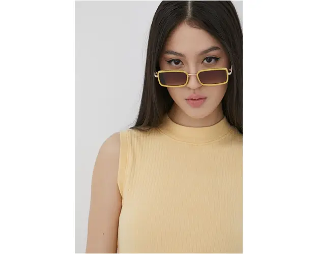 Roxy top din bumbac culoarea galben