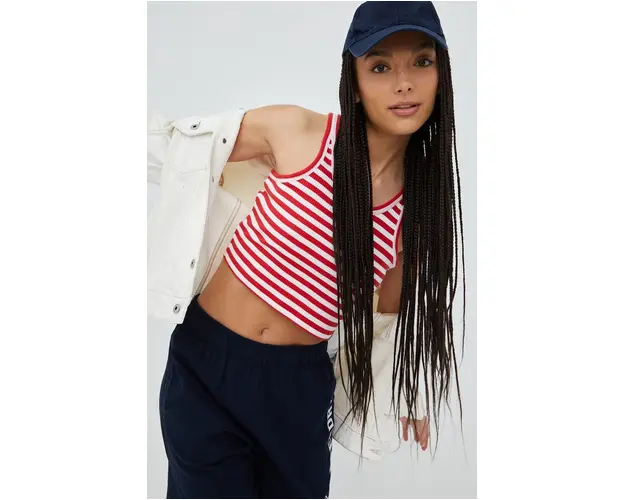 Superdry top din bumbac culoarea rosu