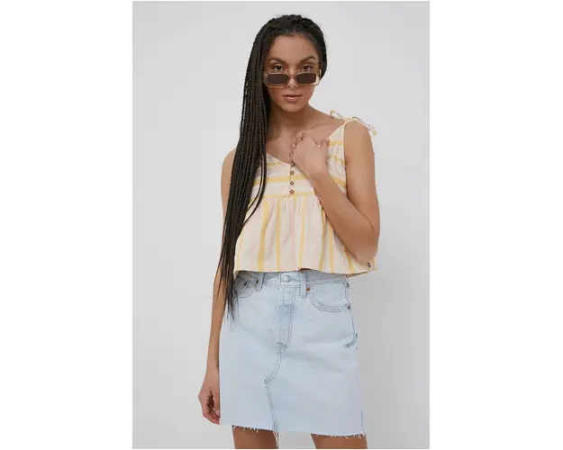 Roxy bluza din bumbac culoarea bej