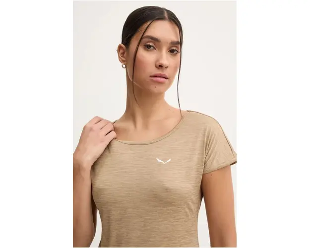 Salewa tricou sport Puez Melange culoarea bej