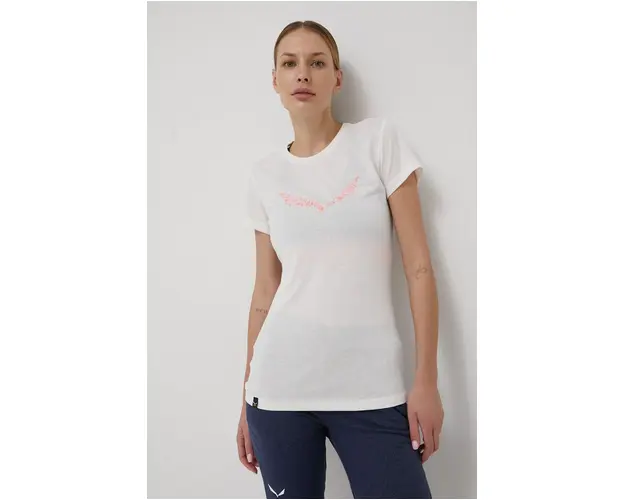 Salewa tricou sport Solidlogo culoarea alb