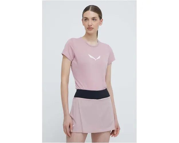 Salewa tricou sport Solidlogo culoarea roz