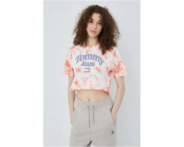 Tommy Jeans tricou din bumbac culoarea roz