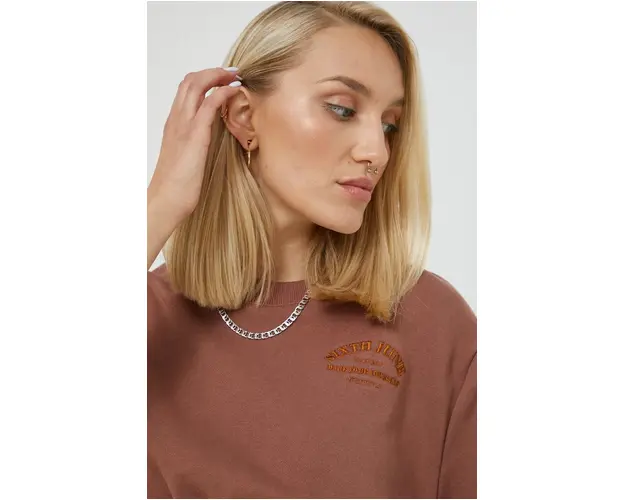 Sixth June tricou din bumbac culoarea maro