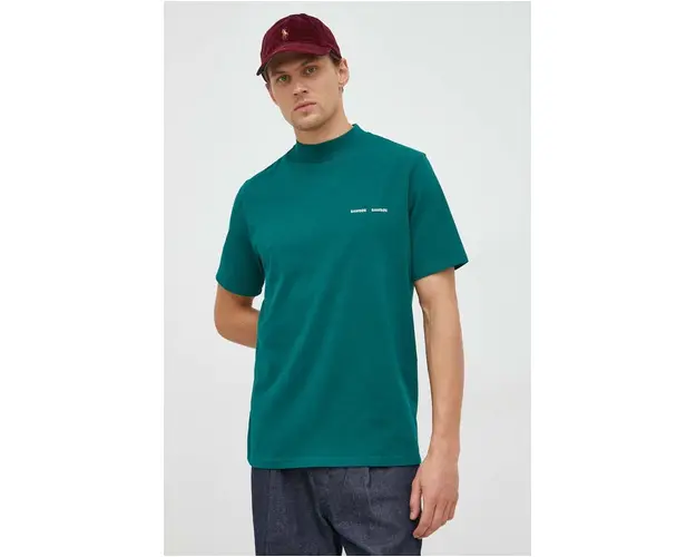 Samsoe Samsoe tricou din bumbac culoarea verde, neted