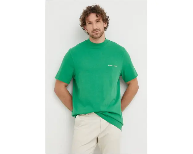Samsoe Samsoe tricou din bumbac culoarea verde, neted