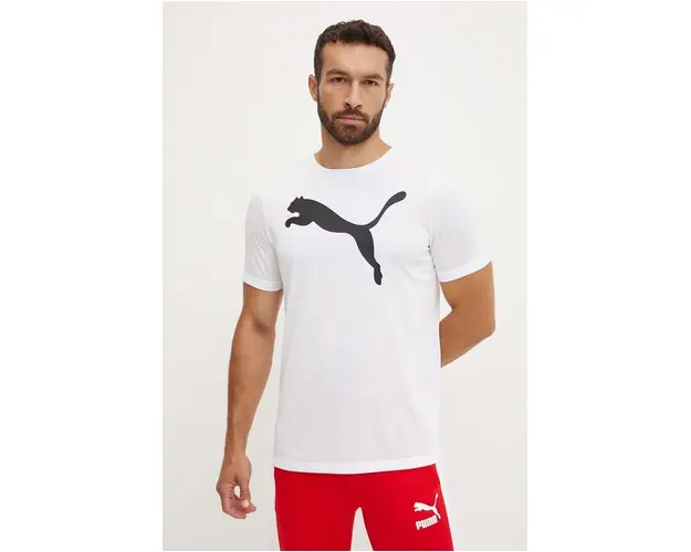 Puma tricou de antrenament Active Big Logo culoarea alb, cu imprimeu