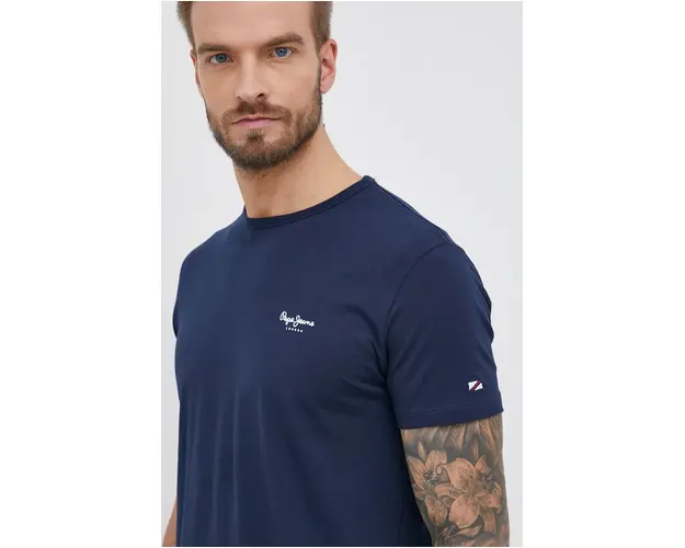 Pepe Jeans Tricou Original Basic 3 culoarea albastru marin, material neted