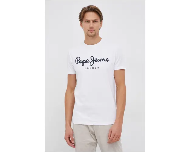 Pepe Jeans Tricou Original Stretch culoarea alb, cu imprimeu