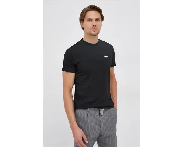 Pepe Jeans Tricou Basic barbati, culoarea negru, material neted