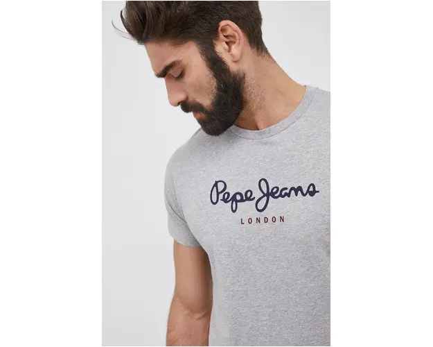 Pepe Jeans Tricou din bumbac Eggo culoarea gri, melanj