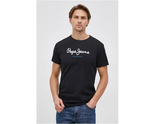 Pepe Jeans Tricou din bumbac Eggo culoarea negru, cu imprimeu