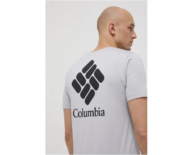 Columbia tricou sport Tech Trail Graphic culoarea gri, cu imprimeu