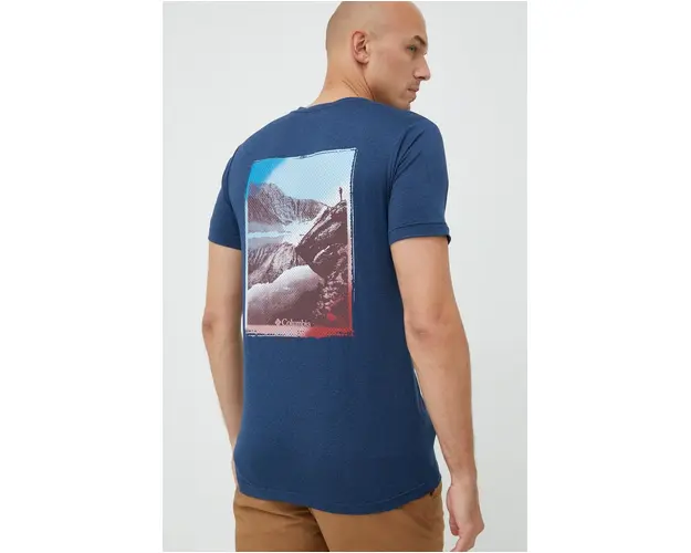 Columbia tricou sport culoarea albastru marin, cu imprimeu