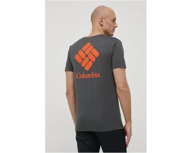 Columbia tricou sport Tech Trail Graphic culoarea gri, cu imprimeu
